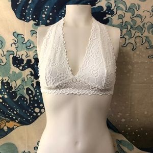 SOLD! White Floral Halter Bralette